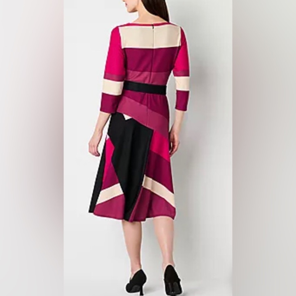 NEW Danny & Nicole Womens 3/4 Sleeve Midi Fit + Flare‎ Dress 4P - Picture 3 of 9
